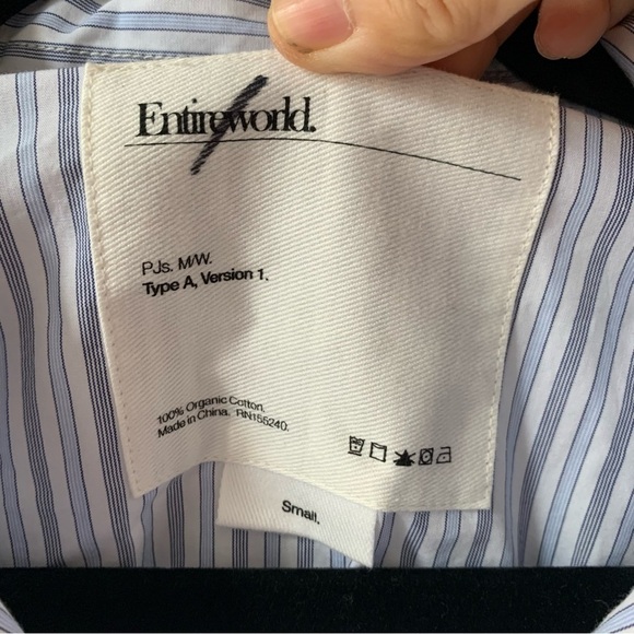 Entireworld 100% Organic Cotton oversized‎ Button Down Shirt Stripe Sz S - Picture 5 of 5